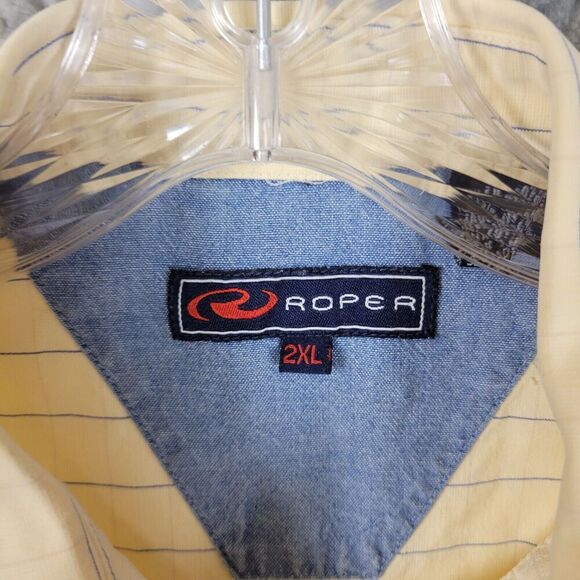Roper Shirt Mens 2XL XXL Yellow Short Sleeve Button Down Pockets Western Rodeo - Picture 2 of 11
